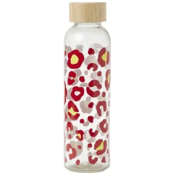 Gifi Gourde bouteille en verre avec bouchon bambou 500ml Ø6,5xH22cm