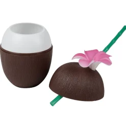 Gifi Gourde plastique et paille noix de coco