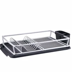 Gifi Égouttoir à vaisselle avec porte-couverts gris noir