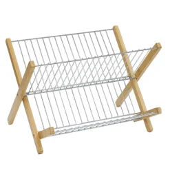 Gifi Égouttoir à vaisselle pliable bambou et métal