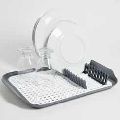 Gifi Égouttoir à vaisselle 30,3x41,5x3,8cm plastique gris et blanc