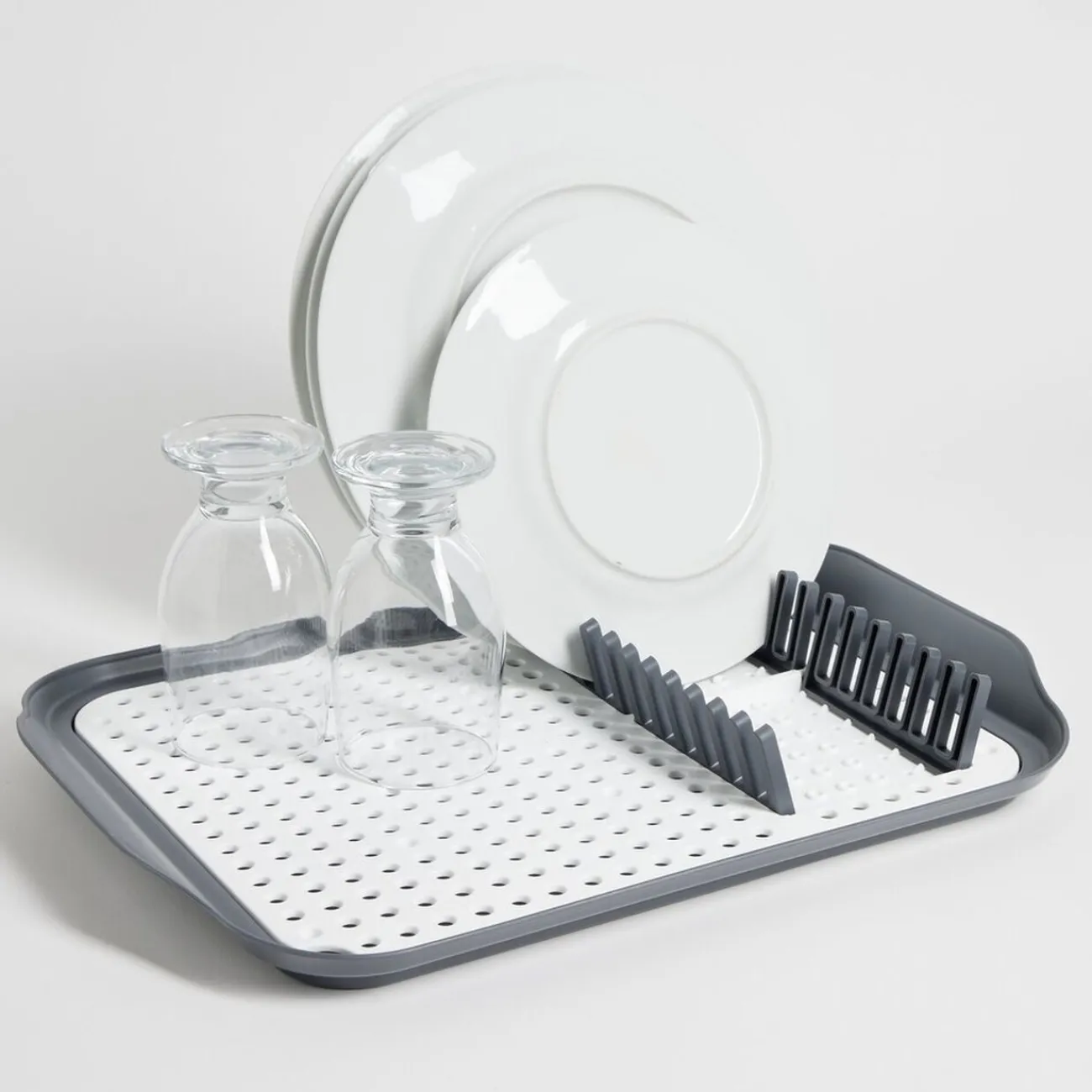 Gifi Égouttoir à vaisselle 30,3x41,5x3,8cm plastique gris et blanc