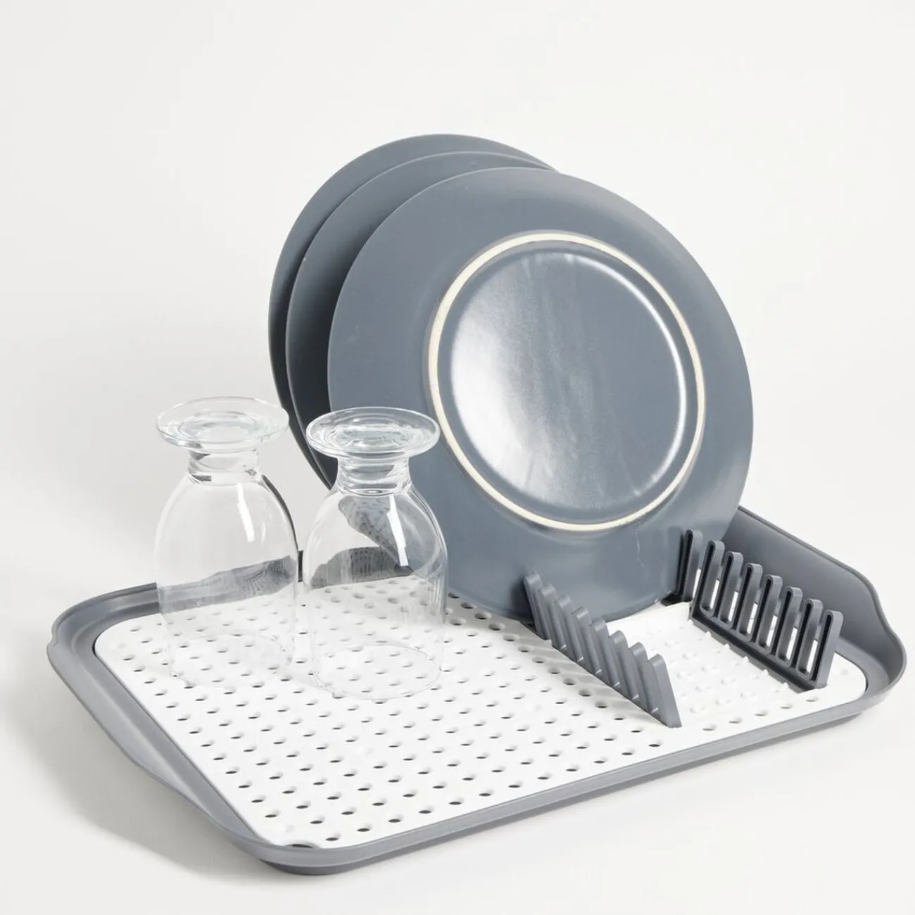 Gifi Égouttoir à vaisselle 30,3x41,5x3,8cm plastique gris et blanc