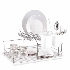 Gifi Égouttoir avec plateau et supports couverts blancs 2 niveaux