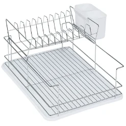 Gifi Égouttoir avec plateau et supports couverts blanc 2 niveaux