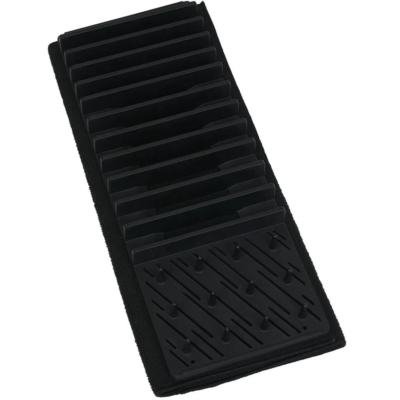 Gifi Égouttoir avec tapis pliable noir 11 rangées 12 picots