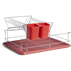 Gifi Égouttoir vaisselle base métal gris et rouge