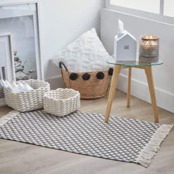 Gifi Rangement|Grande panière en osier à pompons