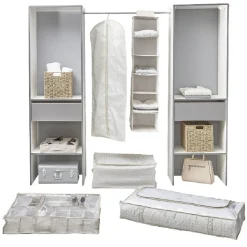 Gifi Rangement|Housse de rangement dessous de lit motif triangle beige et blanc