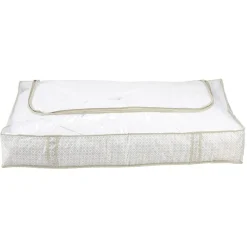 Gifi Rangement|Housse de rangement dessous de lit motif triangle beige et blanc