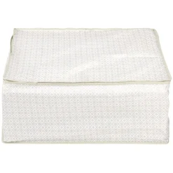 Gifi Rangement|Housse de rangement rectangulaire motif triangle beige et blanc