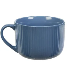 Gifi Jumbo en porcelaine 45 cl bleu avec rainures verticales en relief
