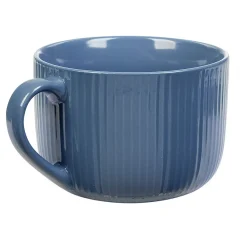 Gifi Jumbo en porcelaine 45 cl bleu avec rainures verticales en relief