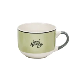 Gifi Jumbo en porcelaine vert avec inscription "Good Morning" 47 cl