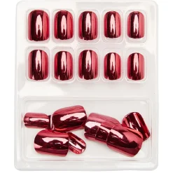 Gifi Beauté^Kit de faux ongles en acrylique rouge effet miroir