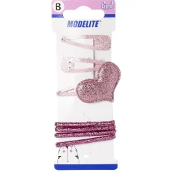 Gifi Beauté^Kit pince clic clac x3 + élastique rose pailleté x4