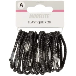 Gifi Beauté^Élastique noir fil métallique brillant x20