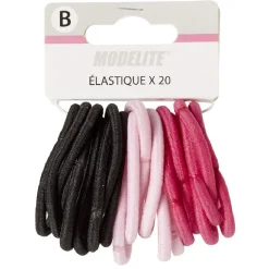 Gifi Beauté^Élastique sans métal uni noir rose x20
