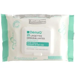 Gifi Beauté^Lingette démaquillante Evoluderm Aloé vera thé vert x25