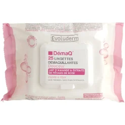 Gifi Beauté^Lingette démaquillante Evoluderm Lait d'amande douce x25