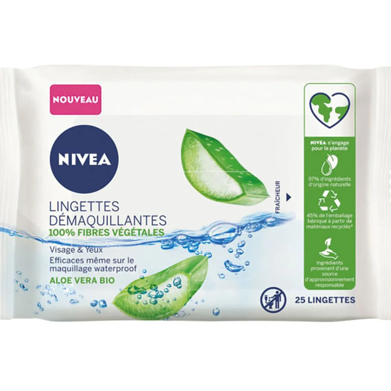 Gifi Beauté^Lingette démaquillante Nivea Lotus sacré fraîcheur x25