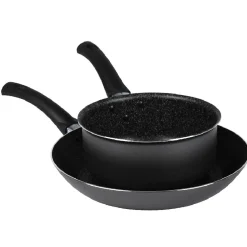 Gifi Lot 1 poêle + 1 casserole aluminium effet pierre