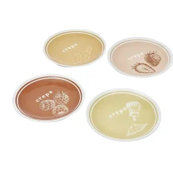 Gifi Lot de 4 assiettes à dessert porcelaine design crêpes