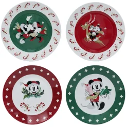 Gifi Lot de 4 assiettes dessert Disney Mickey porcelaine Ø19cm
