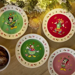Gifi Lot de 4 assiettes dessert Disney Mickey porcelaine Ø19cm