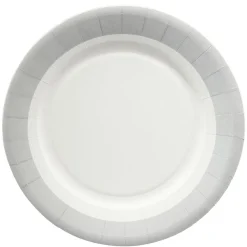 Gifi Lot de 10 assiettes en carton Ø18 cm à bord gris