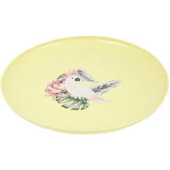 Gifi Lot de 4 assiettes plates décor oiseau et feuille