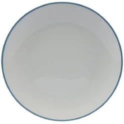 Gifi Lot de 4 assiettes plates rondes porcelaine blanche avec liseré coloré