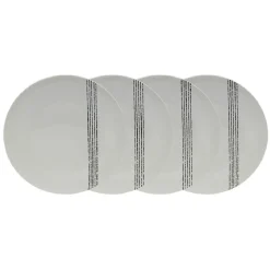 Gifi Lot de 4 assiettes plates rondes Bistrot porcelaine blanche