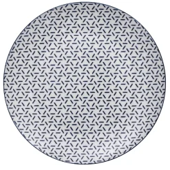 Gifi Lot de 4 assiettes plates porcelaine motif trait triangle multicolore Ø24cm