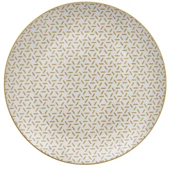 Gifi Lot de 4 assiettes plates porcelaine motif trait triangle multicolore Ø24cm