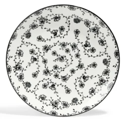 Gifi Lot de 4 assiettes plates Ø27cm porcelaine imprimé noir et blanc