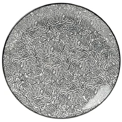 Gifi Lot de 4 assiettes plates Ø27cm porcelaine imprimé noir et blanc