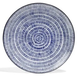 Gifi Lot de 4 assiettes plates Ø27cm porcelaine imprimé bleu et blanc