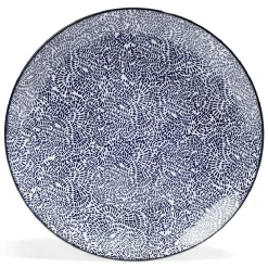 Gifi Lot de 4 assiettes plates Ø27cm porcelaine imprimé bleu et blanc