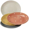 Gifi Lot de 4 assiettes rondes plates céramique déco pois
