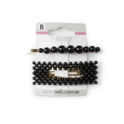 Gifi Beauté^Lot de 2 barrettes à cheveux dorées à perles noires