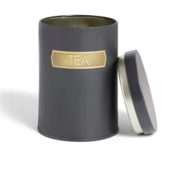 Gifi Lot de 3 boîtes alimentaires acier noir et doré Ø9xH12cm