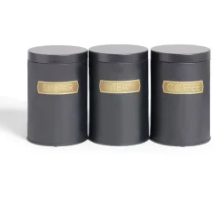 Gifi Lot de 3 boîtes alimentaires acier noir et doré Ø9xH12cm