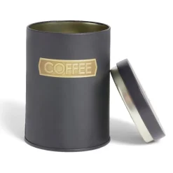 Gifi Lot de 3 boîtes alimentaires acier noir et doré Ø9xH12cm