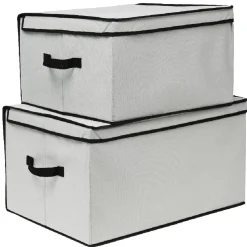 Gifi Rangement|Lot de 2 boîtes de rangement avec 2 housses sous-vide gris