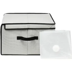 Gifi Rangement|Lot de 2 boîtes de rangement avec 2 housses sous-vide gris