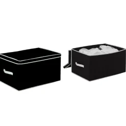 Gifi Rangement|Lot de 2 boîtes de rangement avec 2 housses sous-vide noir