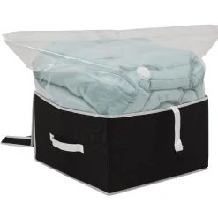 Gifi Rangement|Lot de 2 boîtes de rangement avec 2 housses sous-vide noir