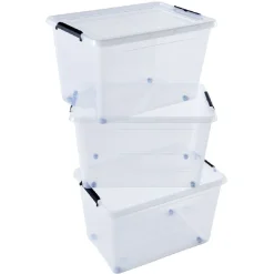 Gifi Rangement|Lot de 3 boîtes de rangement 60 litres