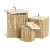 Gifi Rangement|Lot de 3 boîtes de rangement carrées en bambou